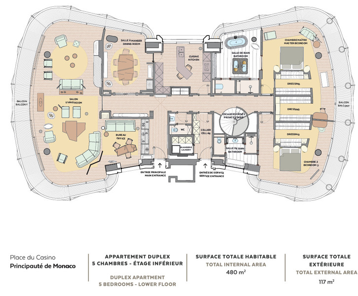 6 Pièces en Duplex Carré d'Or "One Monte Carlo"
